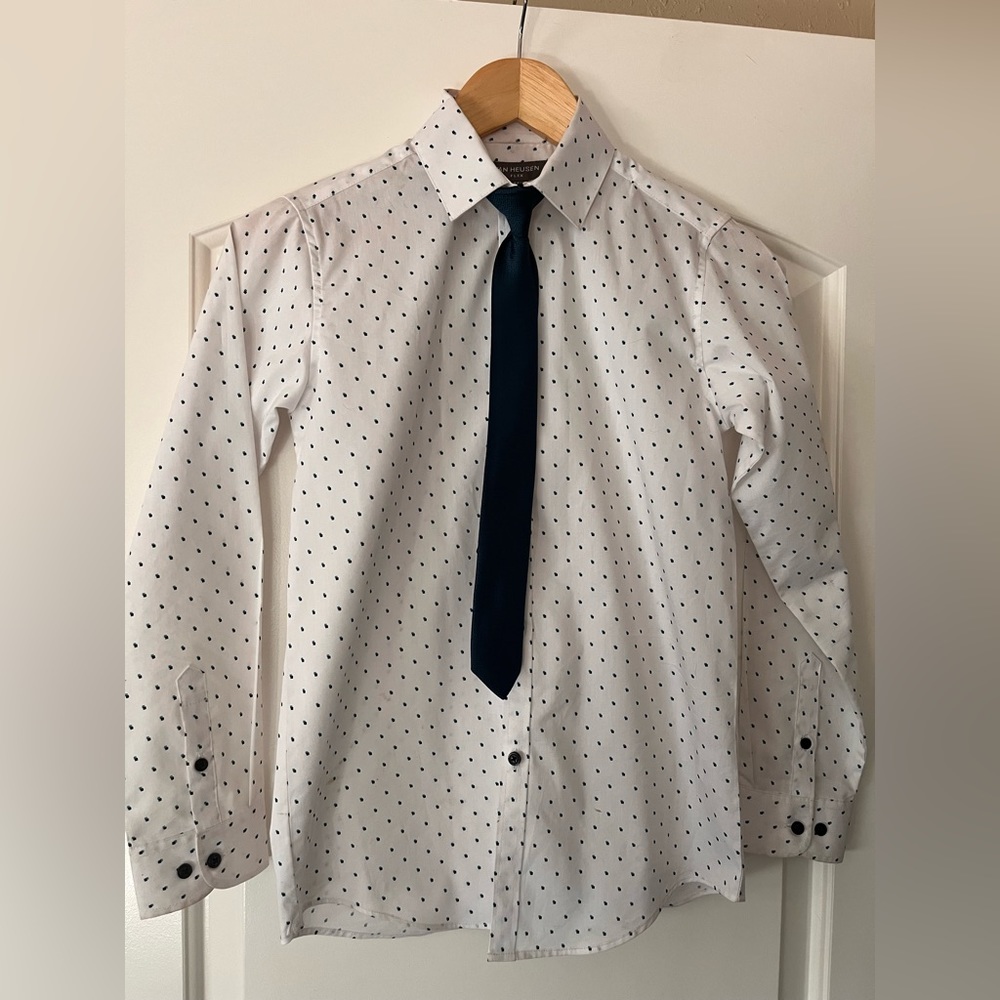 COPY - Boys dress shirt with clip on tie.